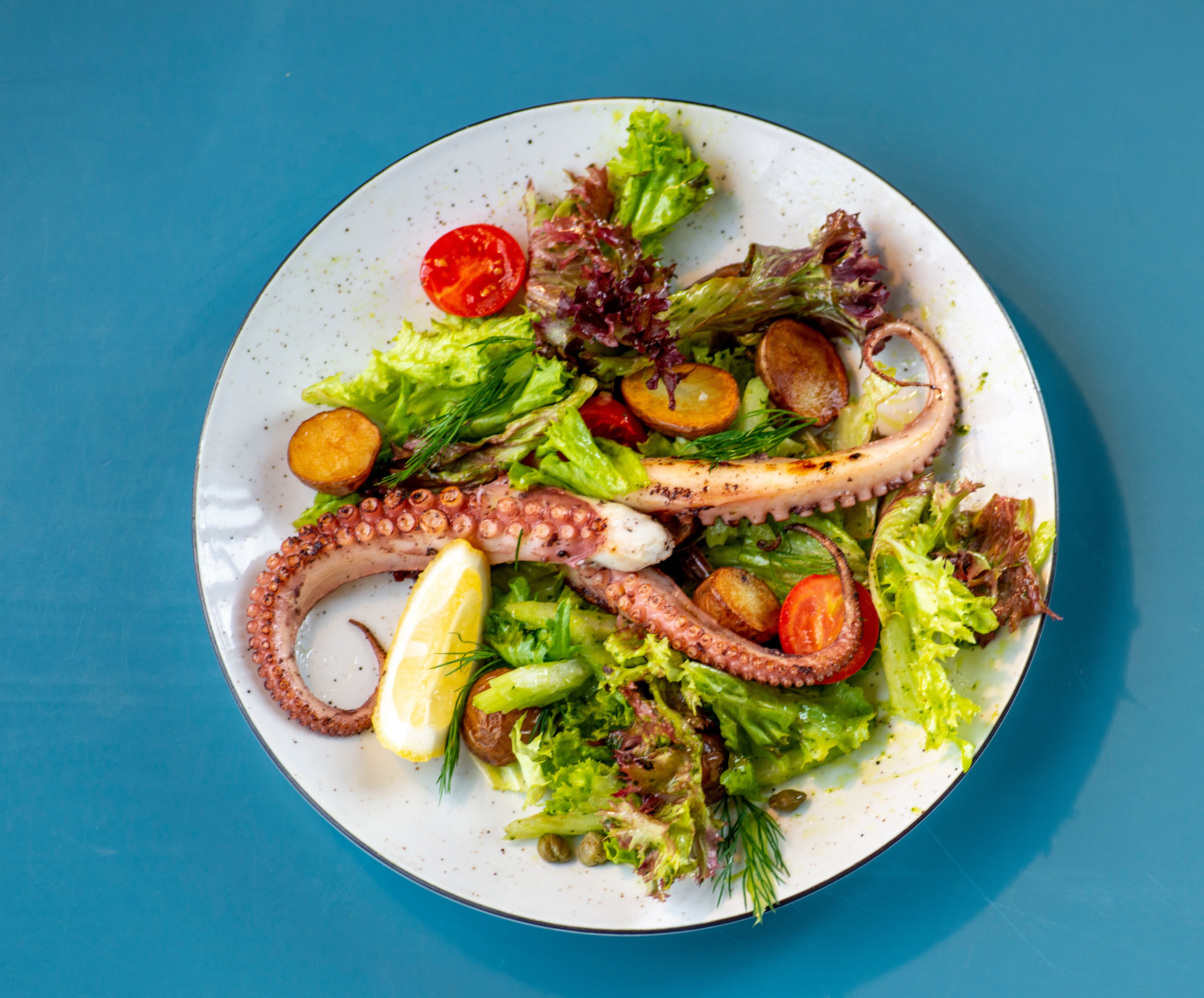 A Seafood Salad on a Plate